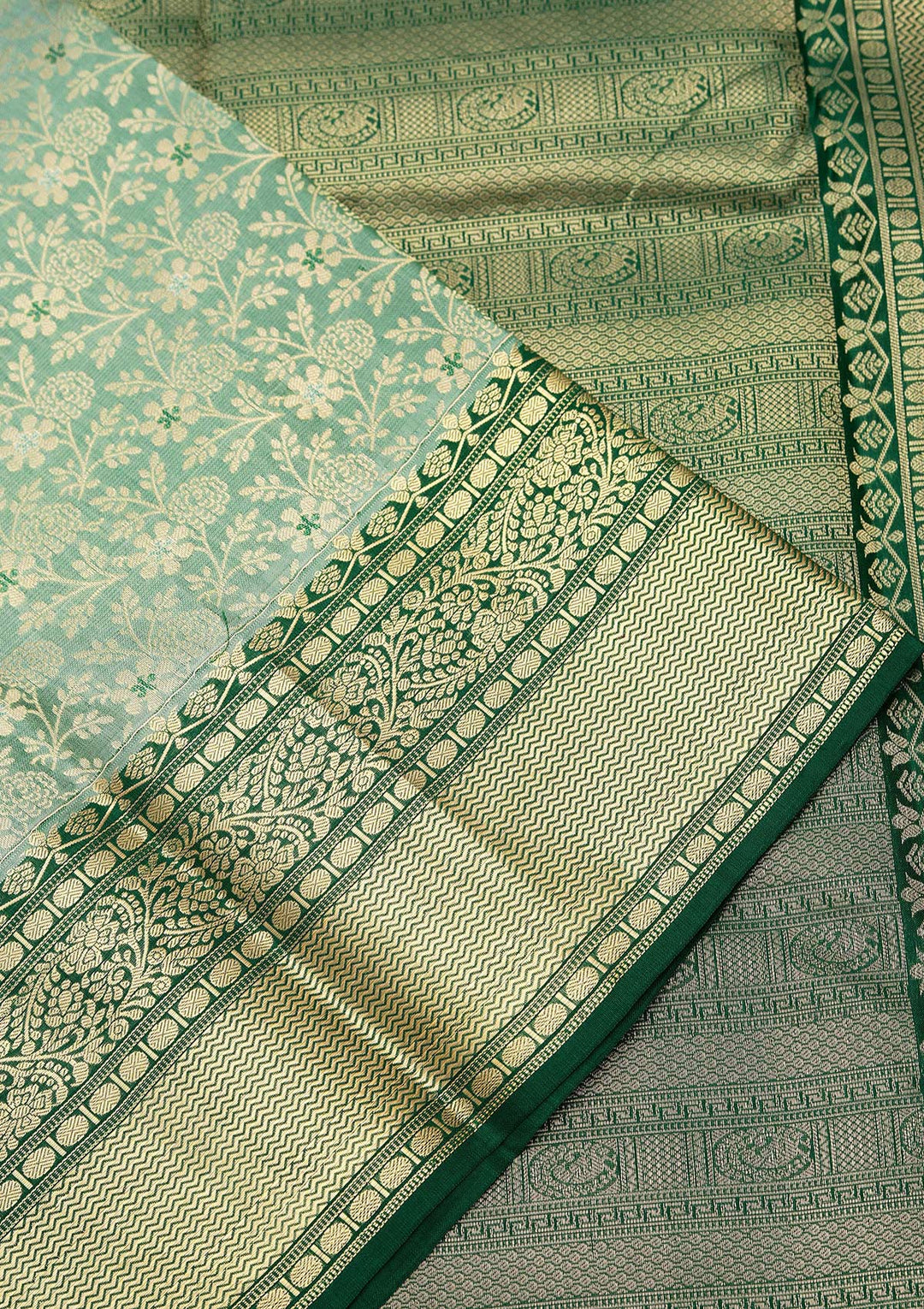 Sea Green Zariwork Pure Silk Saree