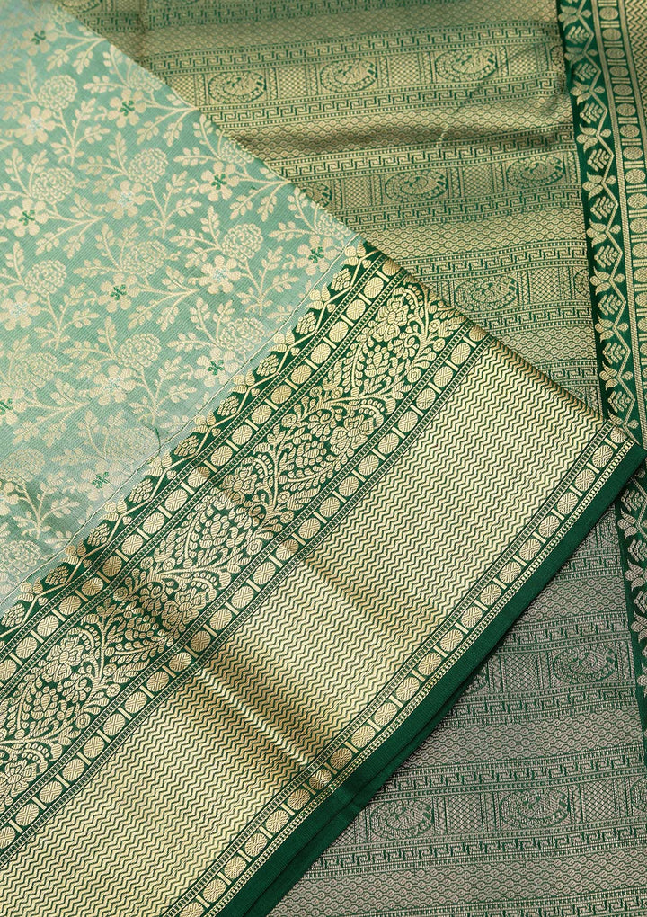 Sea Green Zariwork Pure Silk Saree