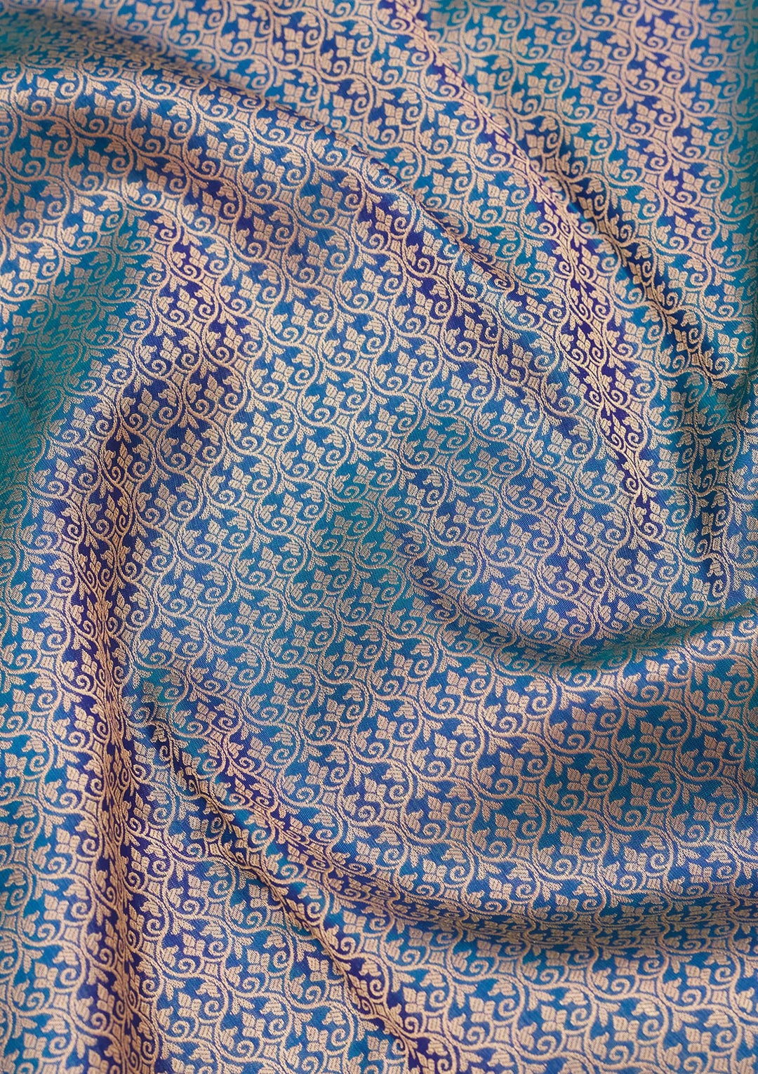 Peacock Blue Zariwork Pure Silk Saree-koskii