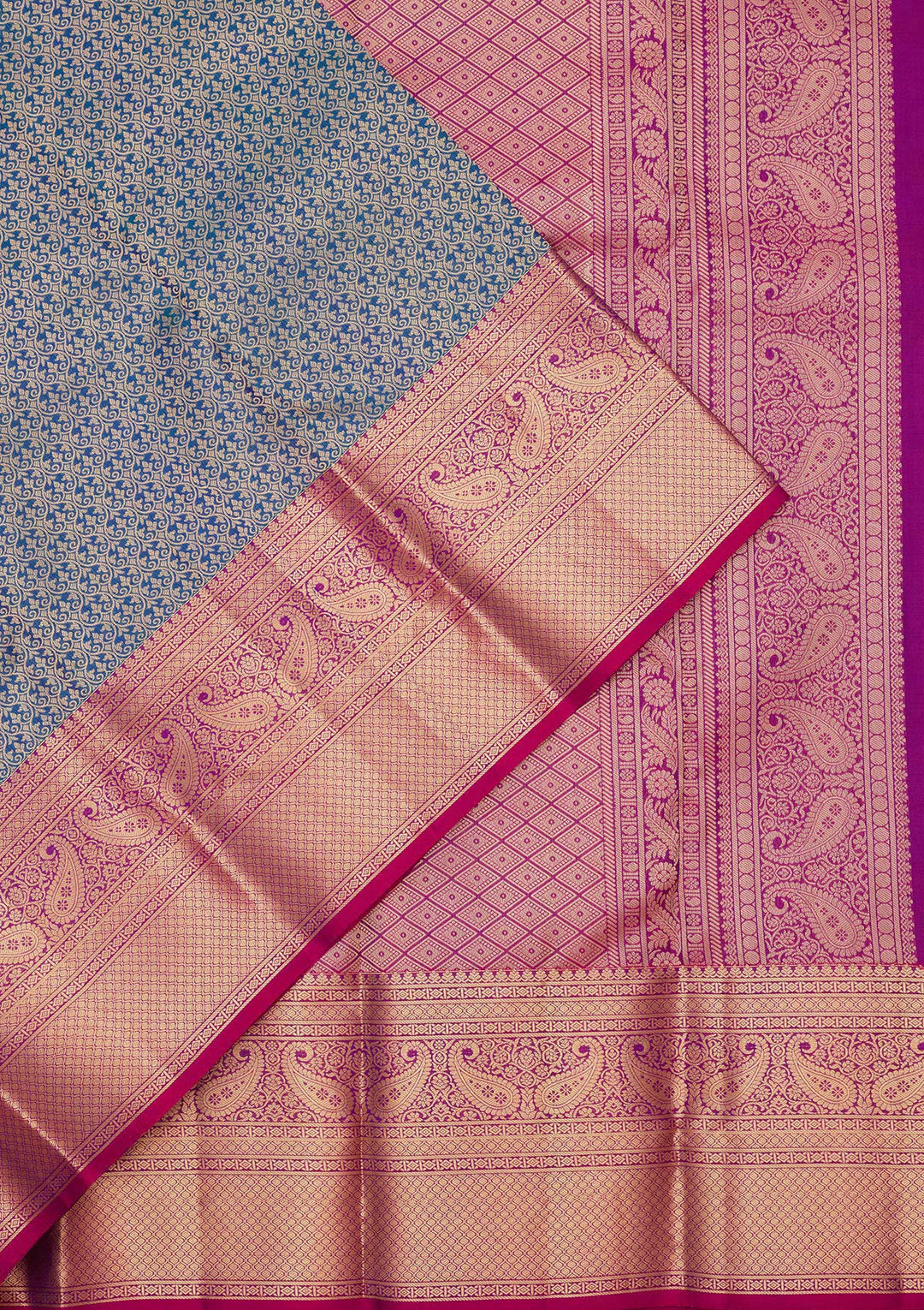 Peacock Blue Zariwork Pure Silk Saree-koskii