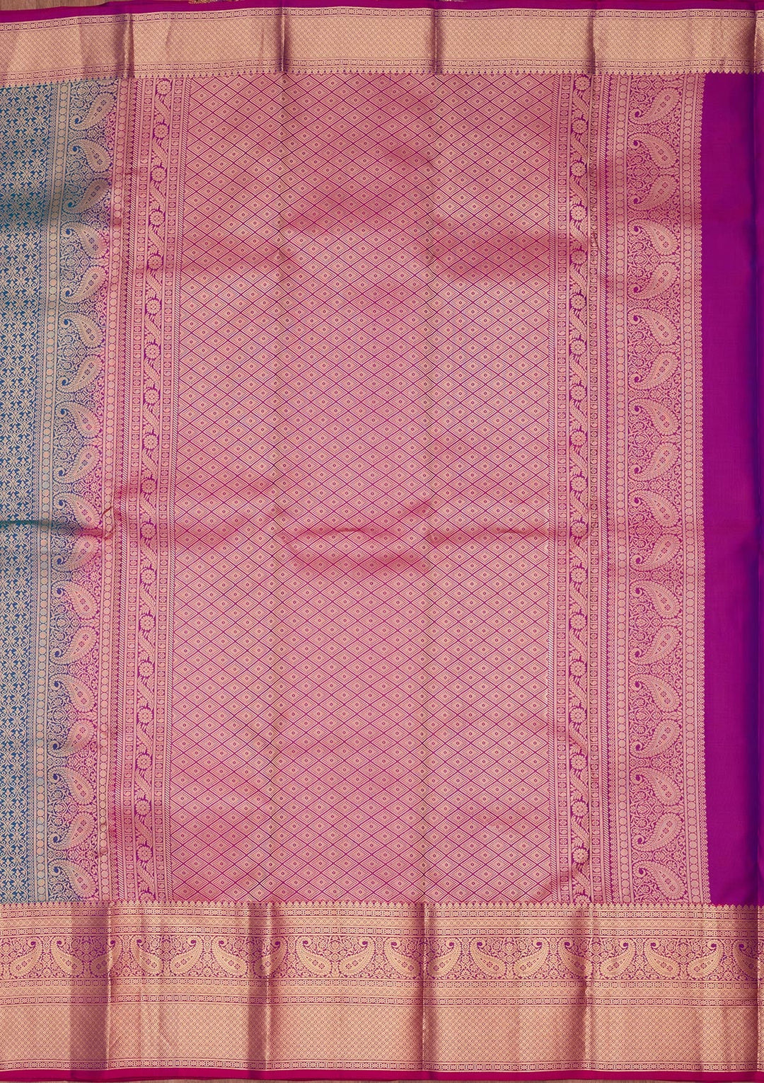 Peacock Blue Zariwork Pure Silk Saree-koskii