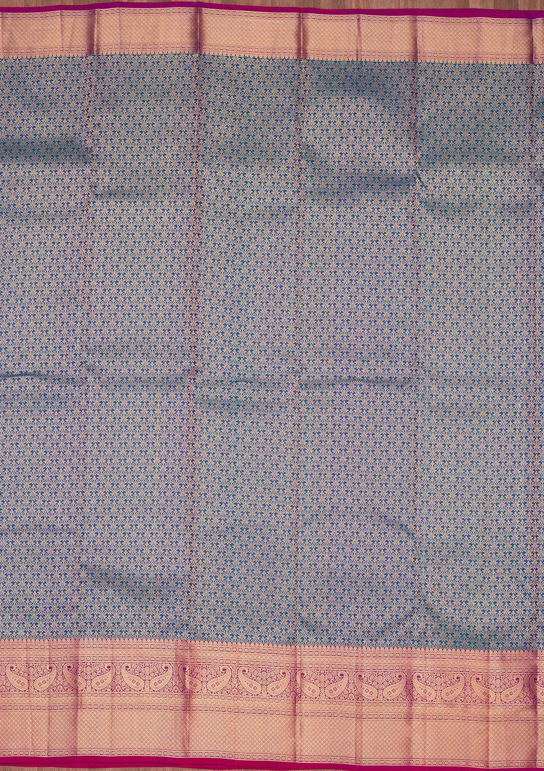 Peacock Blue Zariwork Pure Silk Saree-koskii