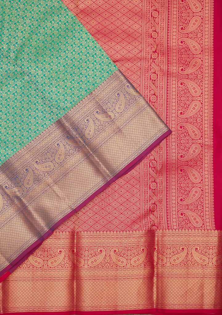 Rama Green Zariwork Pure Silk Saree-koskii