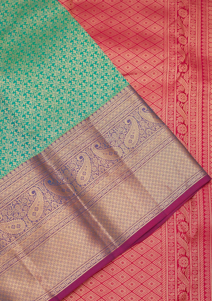 Rama Green Zariwork Pure Silk Saree-koskii