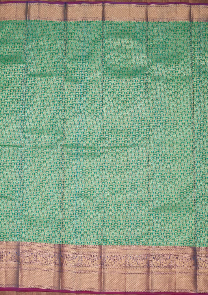 Rama Green Zariwork Pure Silk Saree-koskii