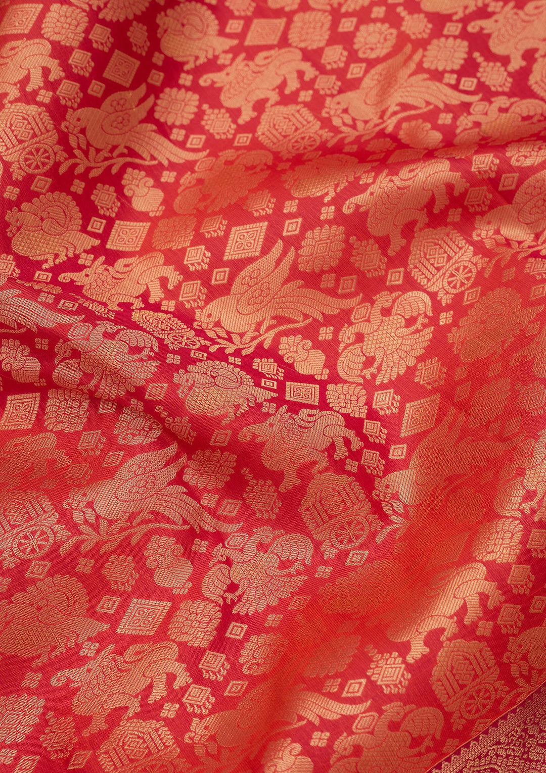 Rust Zariwork Pure Silk Saree-koskii
