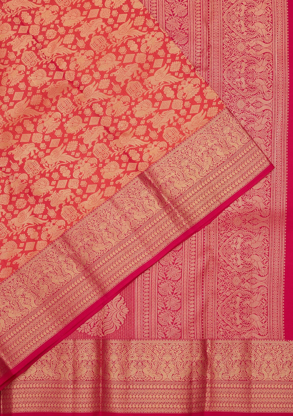 Rust Zariwork Pure Silk Saree-koskii