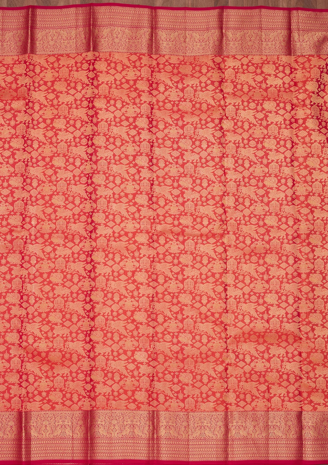Rust Zariwork Pure Silk Saree-koskii