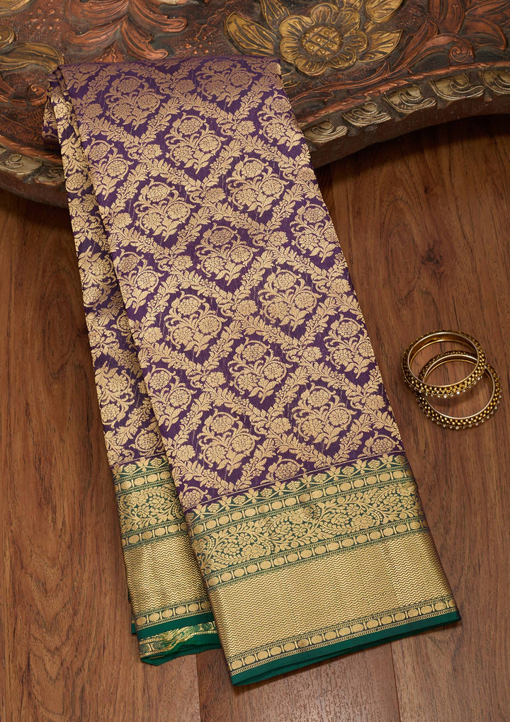 Navy Blue Zariwork Pure Silk Saree-koskii