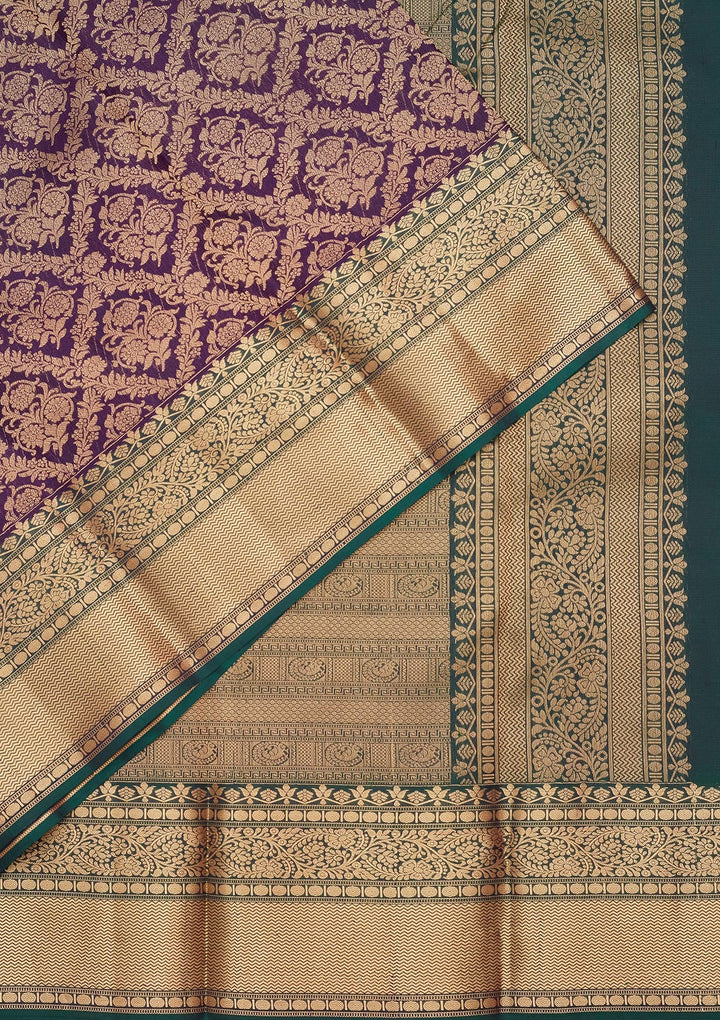 Navy Blue Zariwork Pure Silk Saree-koskii