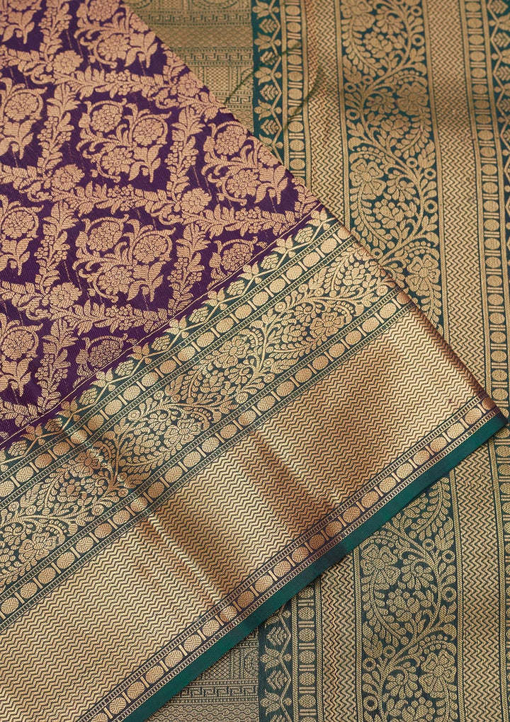 Navy Blue Zariwork Pure Silk Saree-koskii