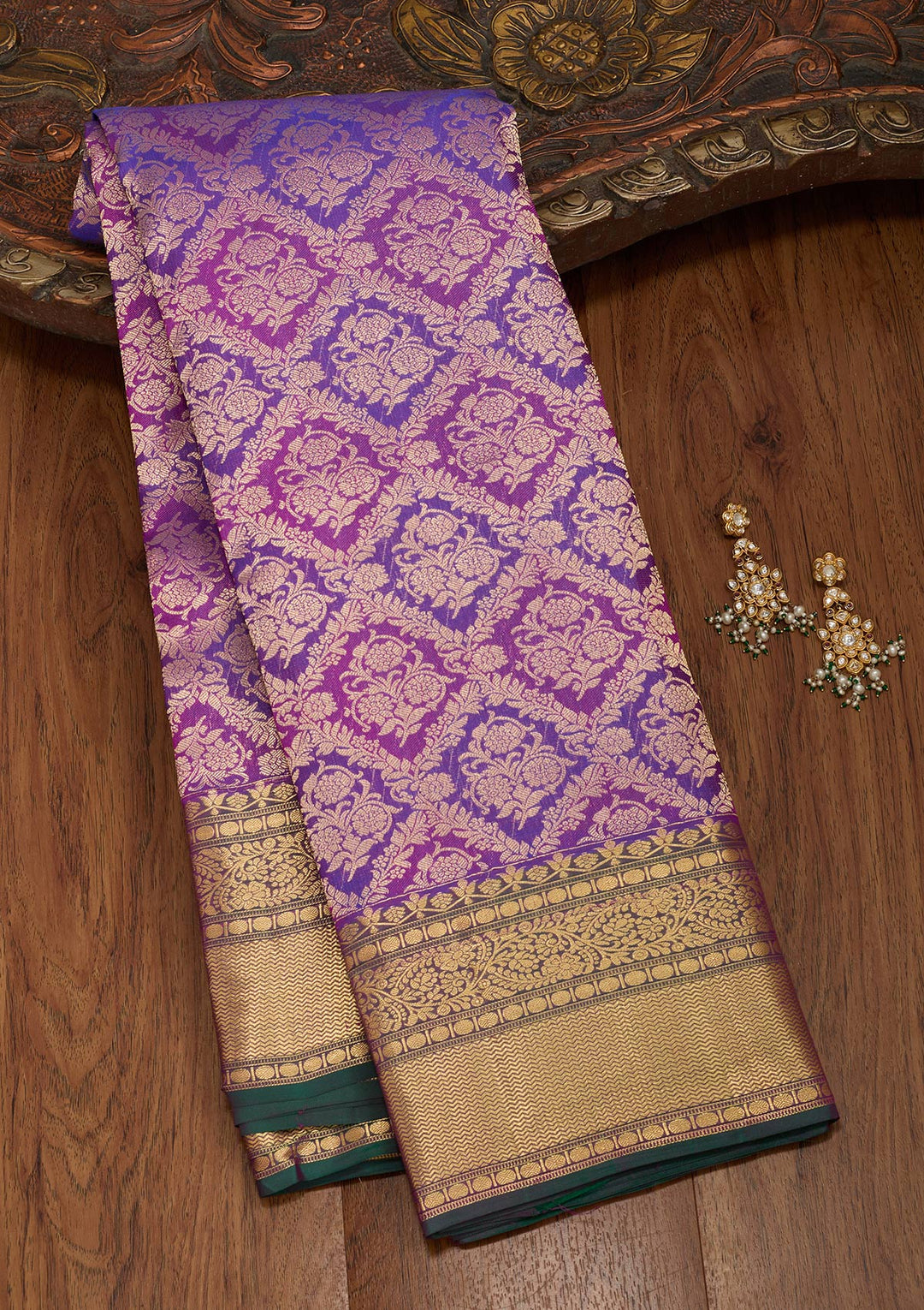 Purple Zariwork Pure Silk Saree-koskii