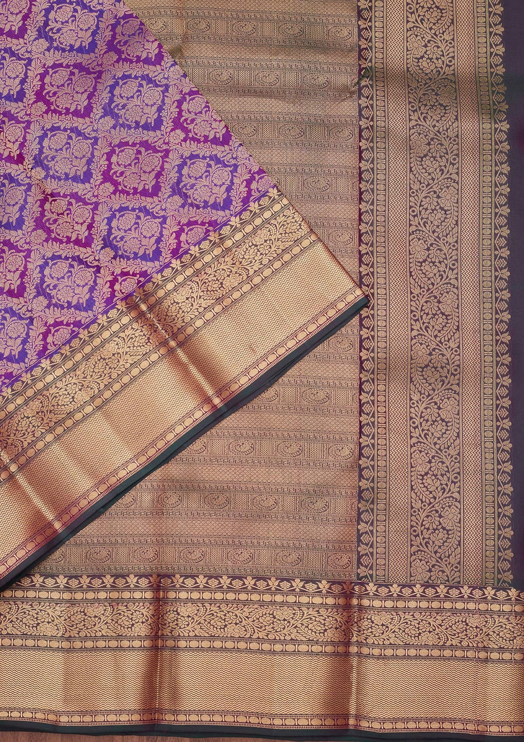 Purple Zariwork Pure Silk Saree-koskii
