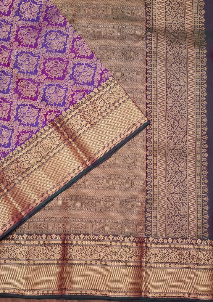 Purple Zariwork Pure Silk Saree-koskii