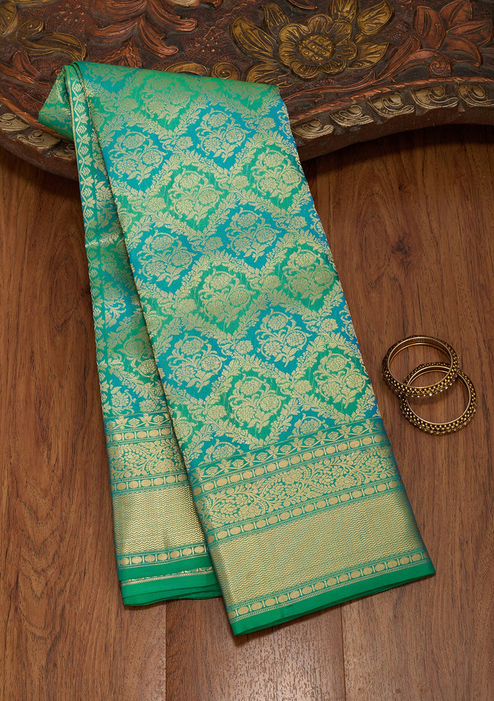 Rama Green Zariwork Pure Silk Saree-koskii