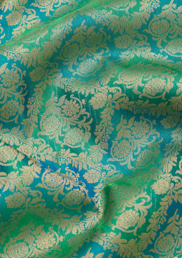 Rama Green Zariwork Pure Silk Saree-koskii