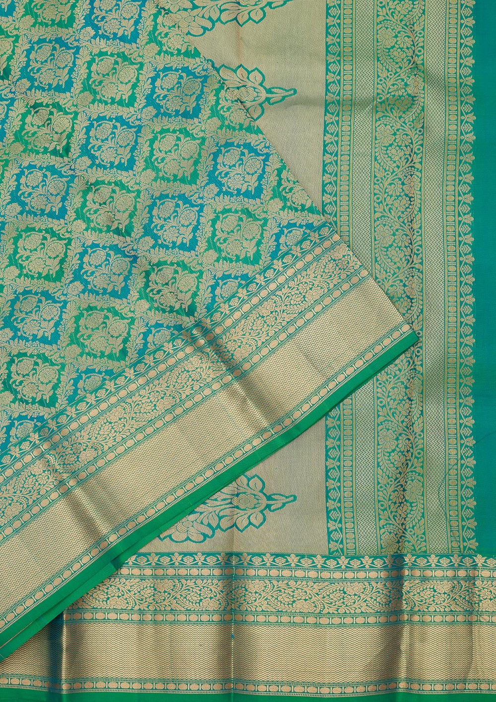 Rama Green Zariwork Pure Silk Saree-koskii