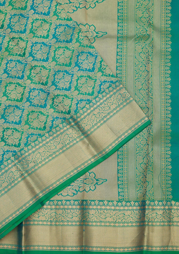 Rama Green Zariwork Pure Silk Saree-koskii