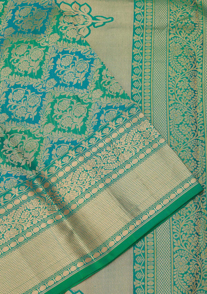 Rama Green Zariwork Pure Silk Saree-koskii