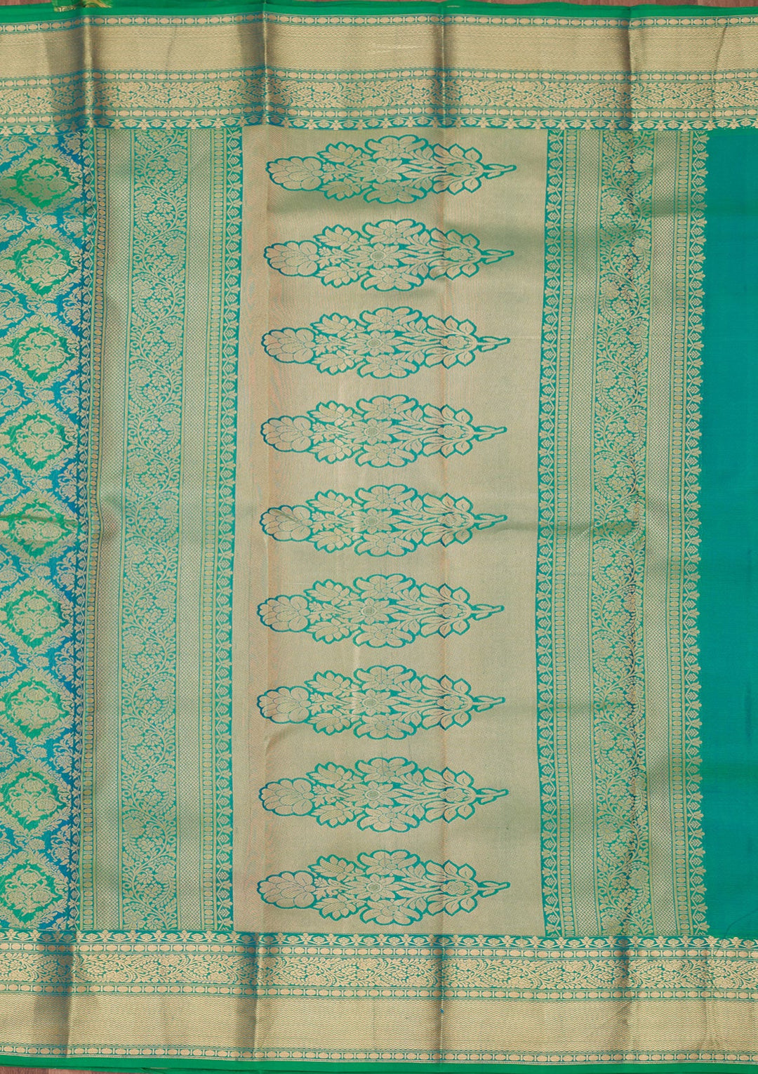 Rama Green Zariwork Pure Silk Saree-koskii