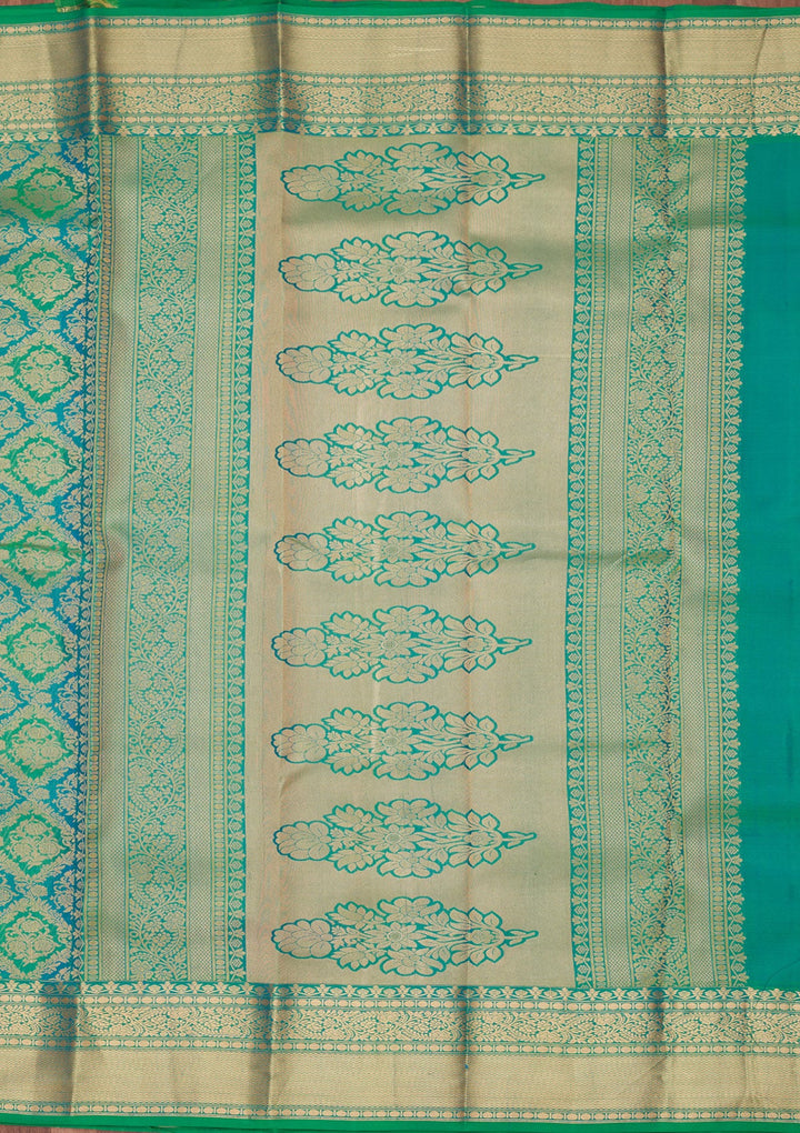 Rama Green Zariwork Pure Silk Saree-koskii