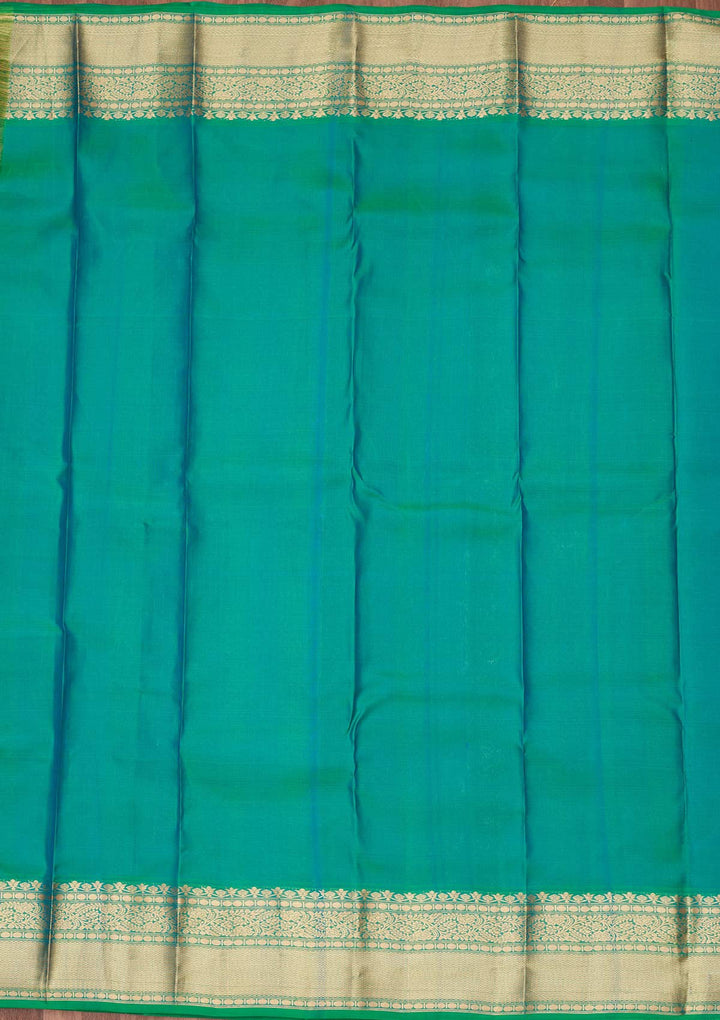 Rama Green Zariwork Pure Silk Saree-koskii