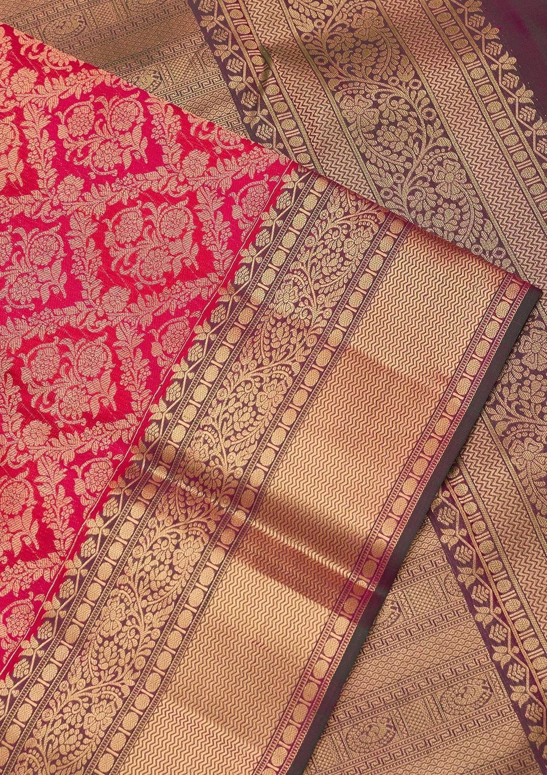 Rani Pink Zariwork Pure Silk Saree-koskii