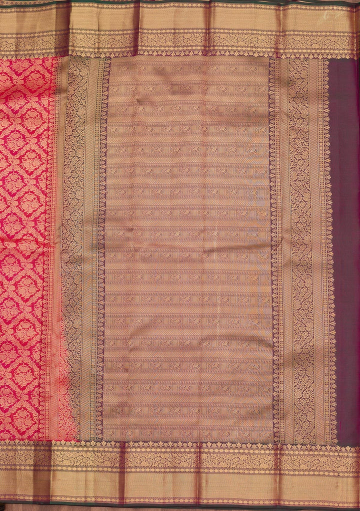 Rani Pink Zariwork Pure Silk Saree-koskii
