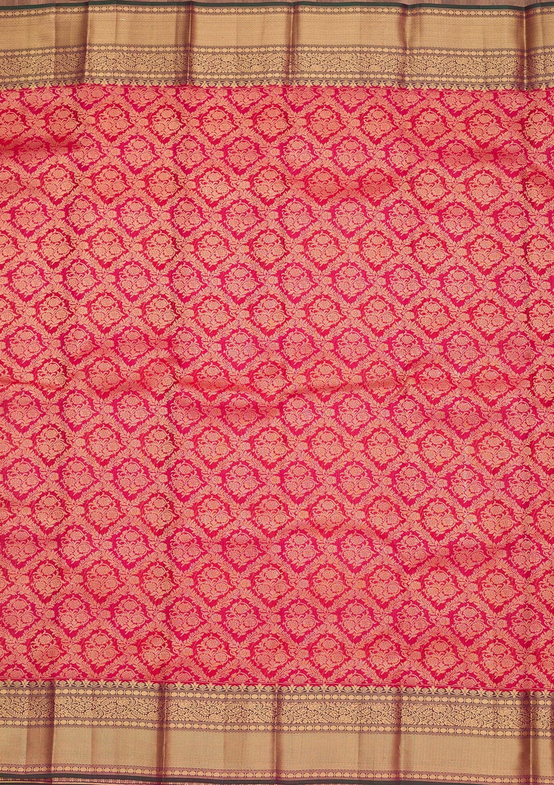 Rani Pink Zariwork Pure Silk Saree-koskii