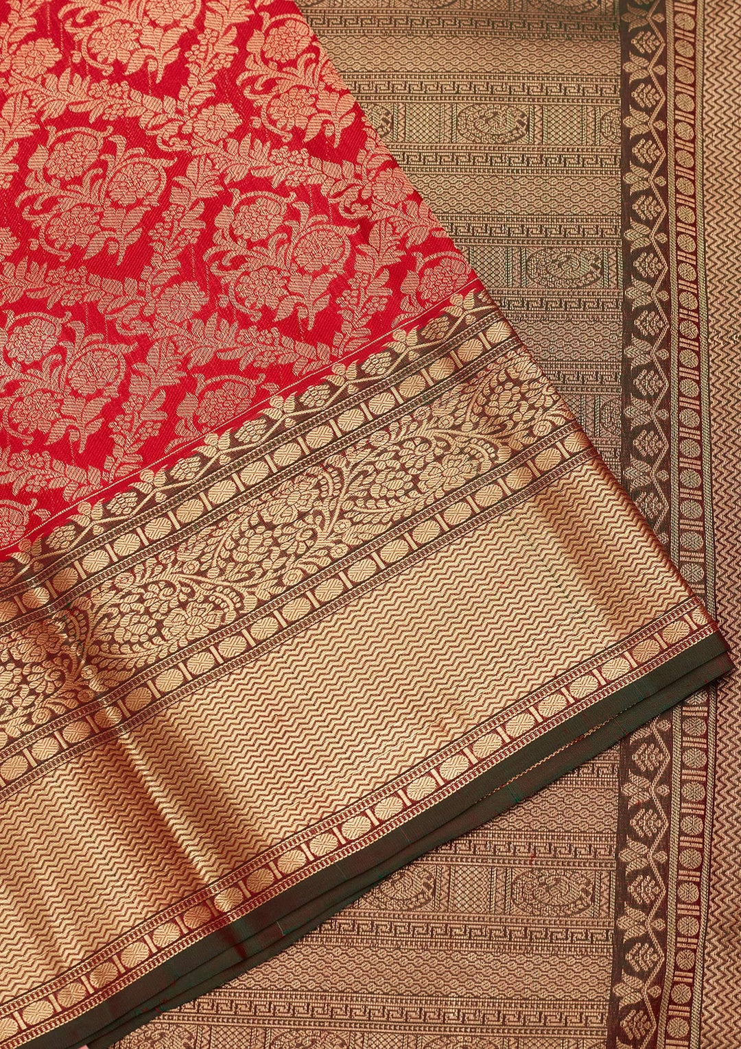 Red Zariwork Pure Silk Saree-koskii