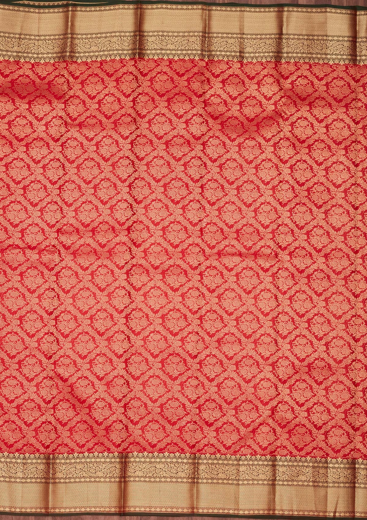 Red Zariwork Pure Silk Saree-koskii