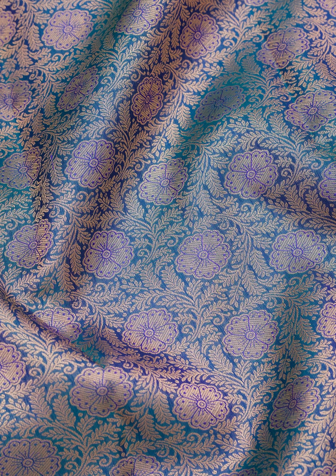 Peacock Blue Zariwork Pure Silk Saree-koskii