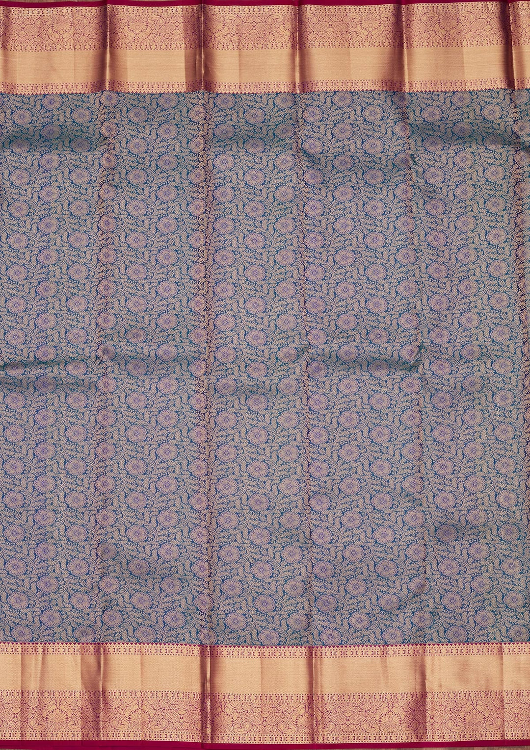 Peacock Blue Zariwork Pure Silk Saree-koskii