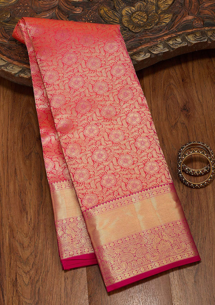 Pink Zariwork Pure Silk Saree-koskii