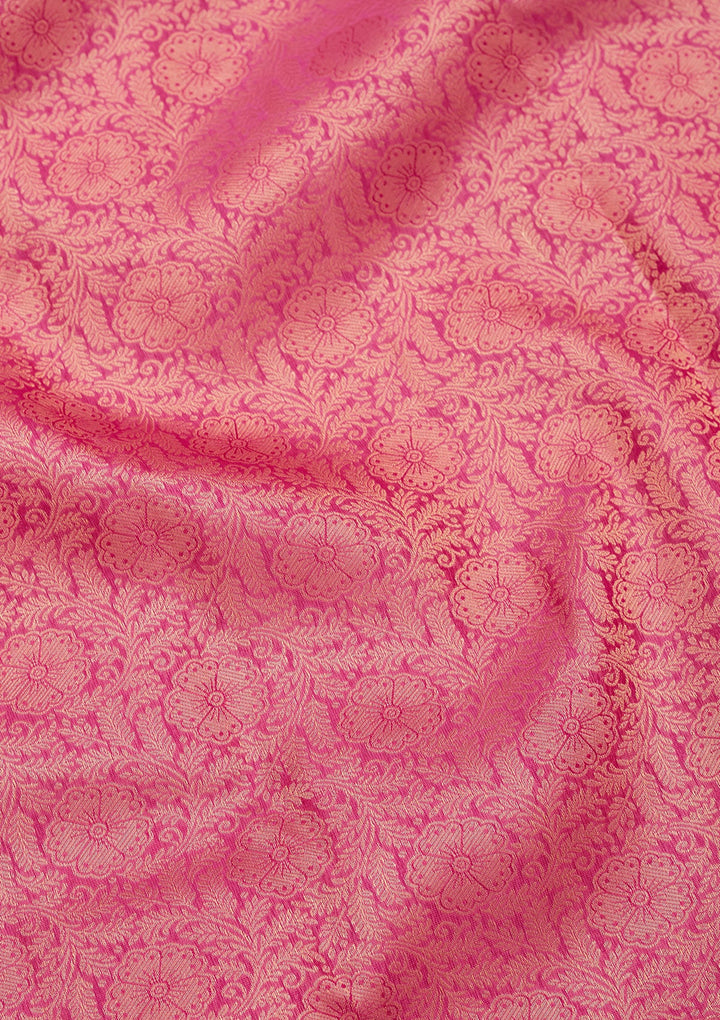 Rani Pink Zariwork Pure Silk Saree-koskii