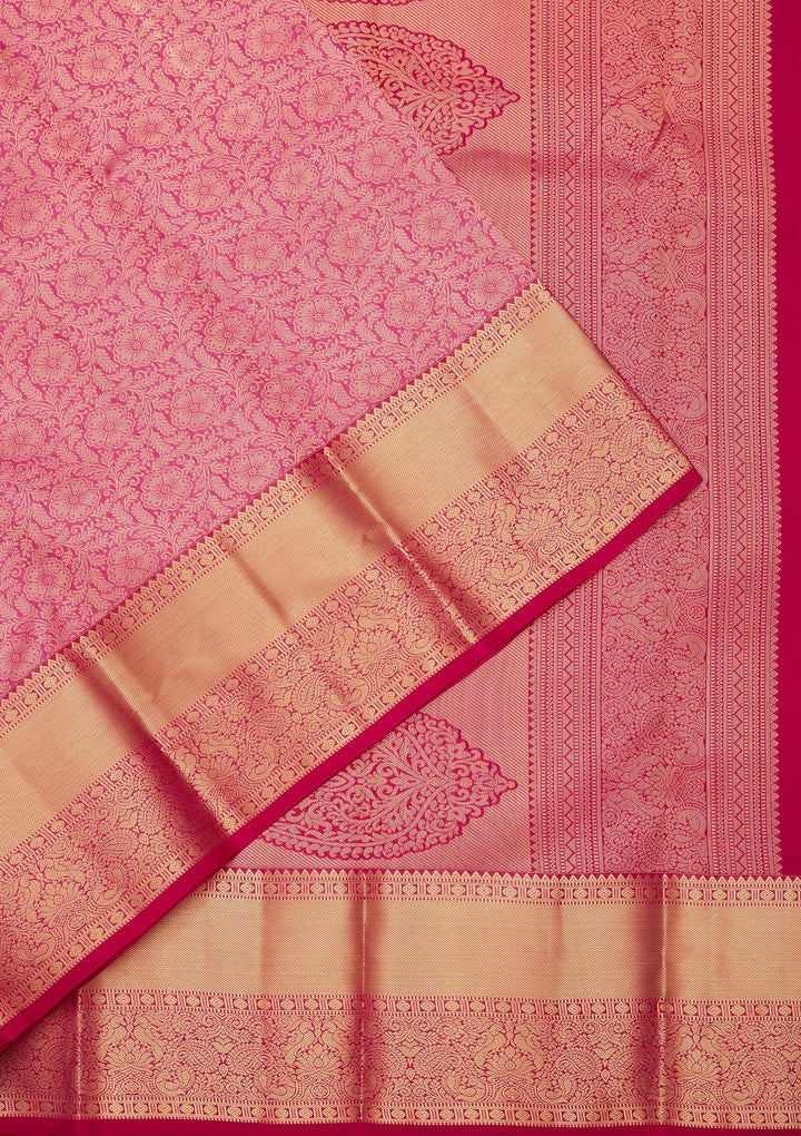 Rani Pink Zariwork Pure Silk Saree-koskii
