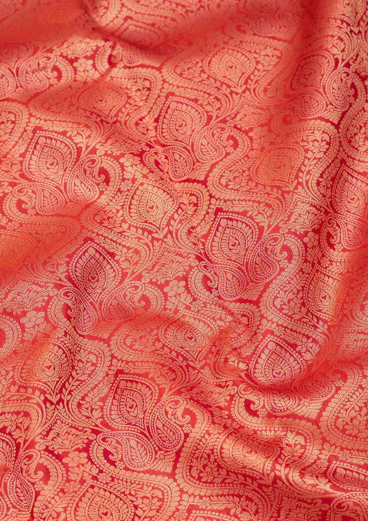 Orange Zariwork Pure Silk Saree-koskii