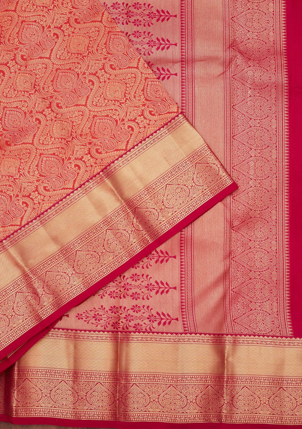 Orange Zariwork Pure Silk Saree-koskii