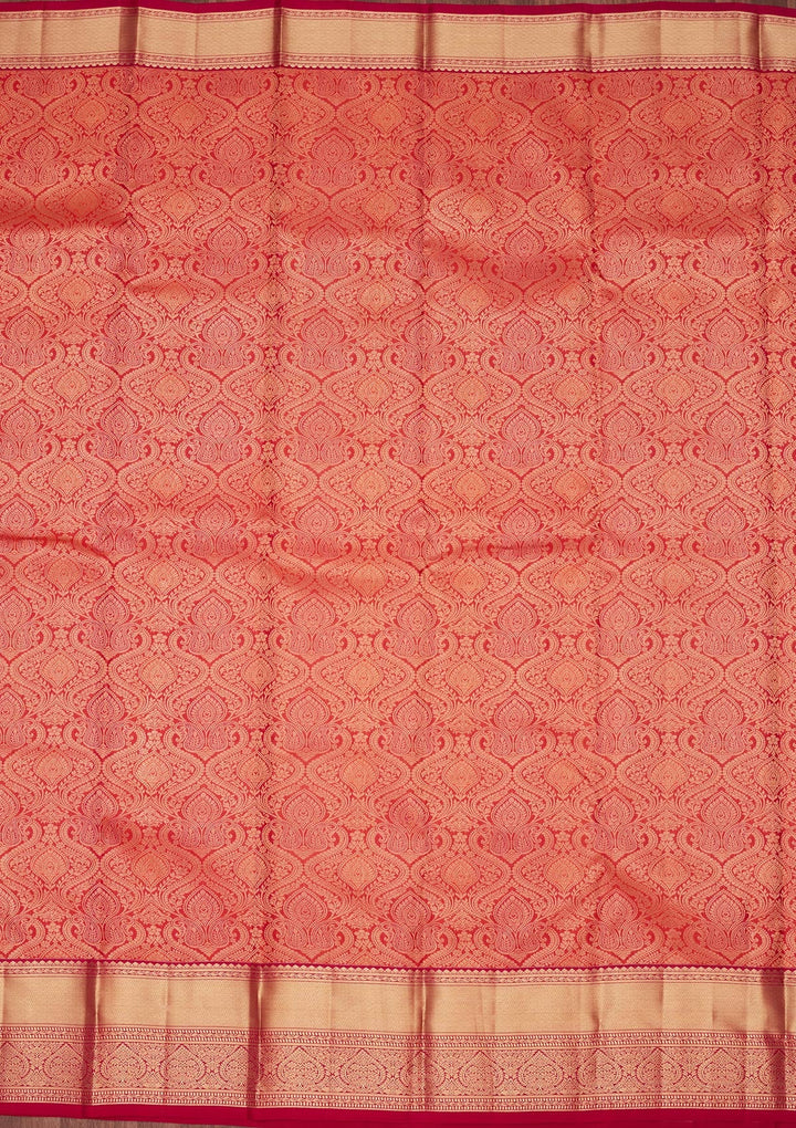 Orange Zariwork Pure Silk Saree-koskii