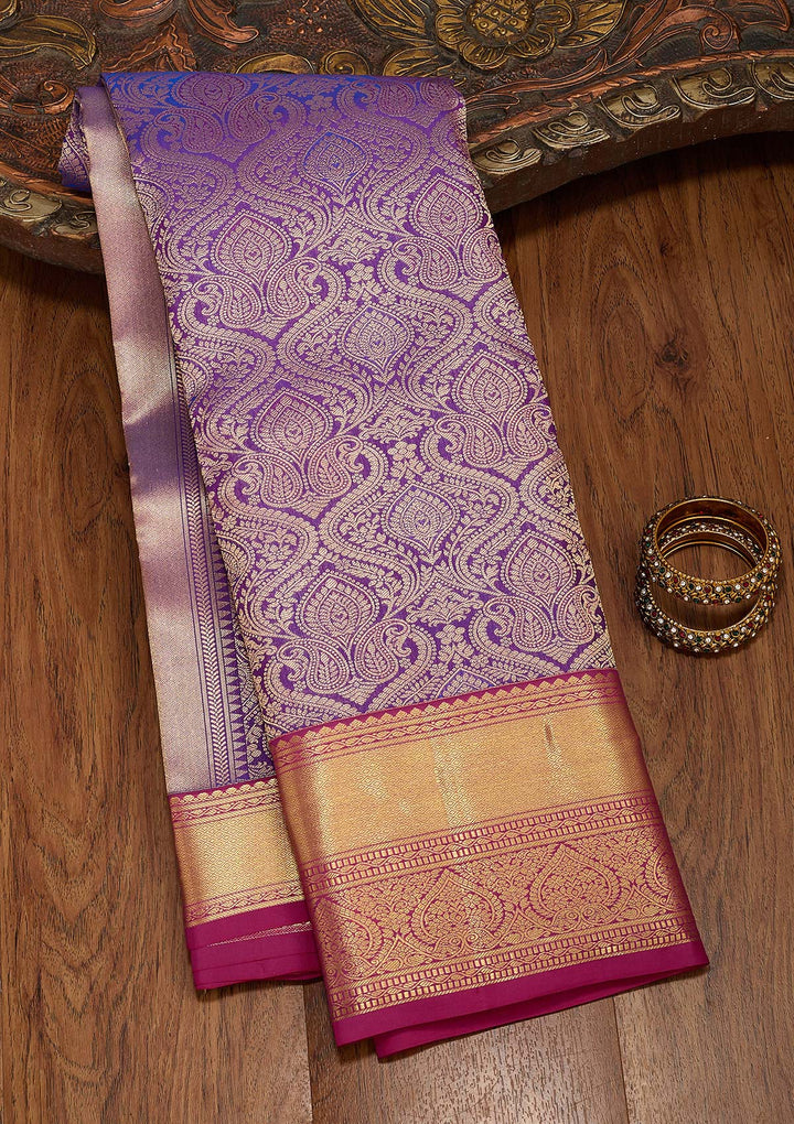 Purple Zariwork Pure Silk Saree-koskii