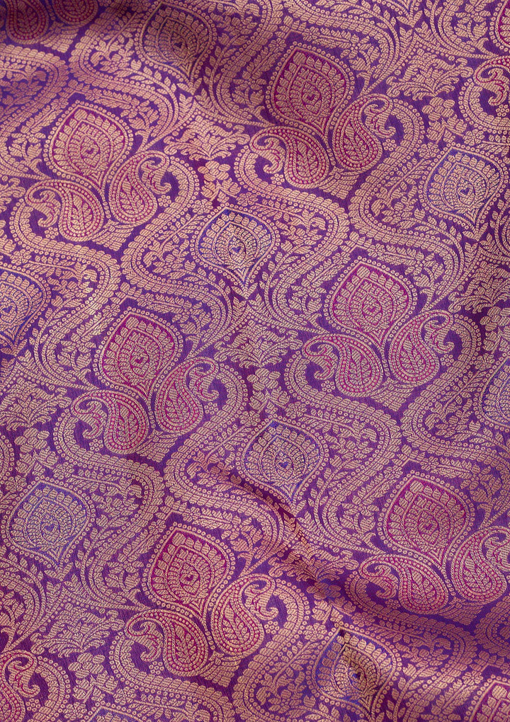 Purple Zariwork Pure Silk Saree-koskii