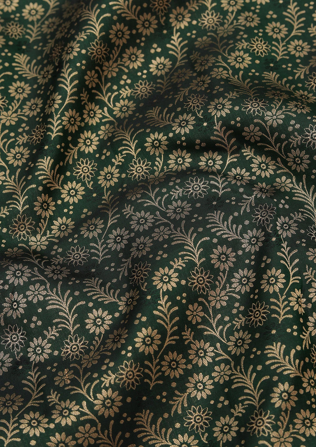Bottle Green Zariwork Pure Silk Saree