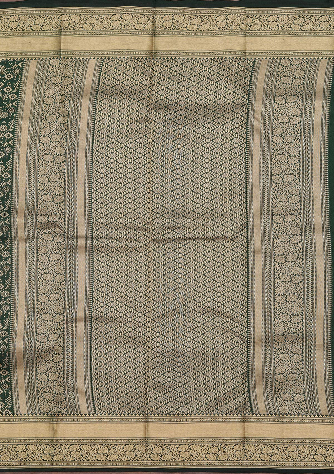 Bottle Green Zariwork Pure Silk Saree