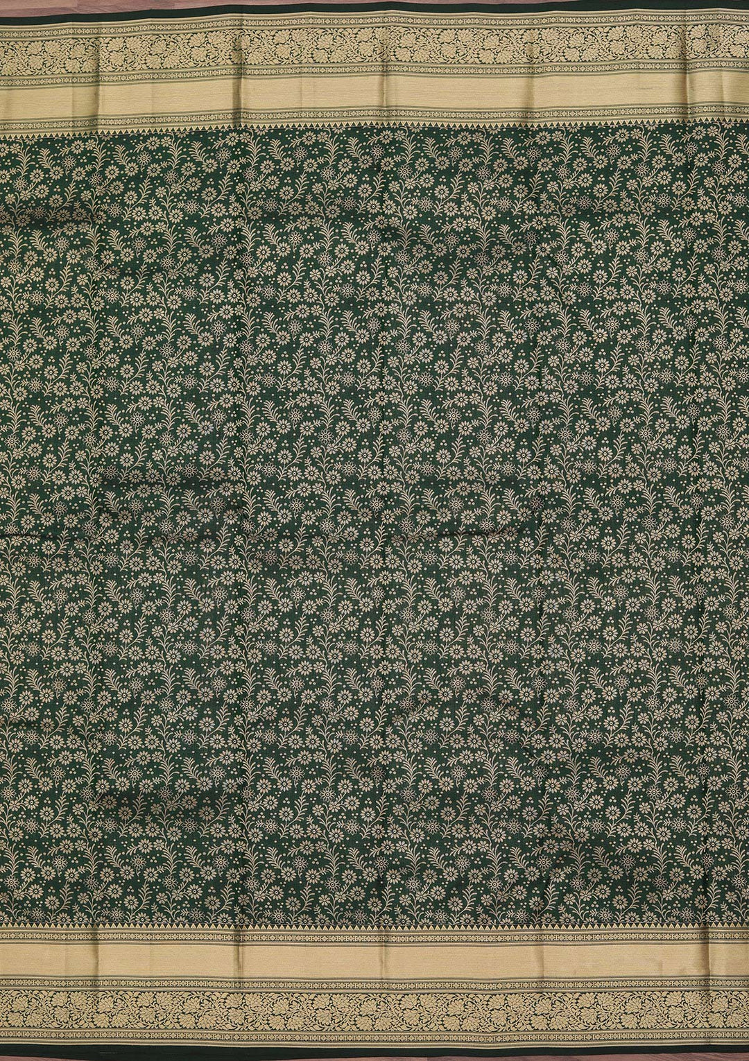 Bottle Green Zariwork Pure Silk Saree