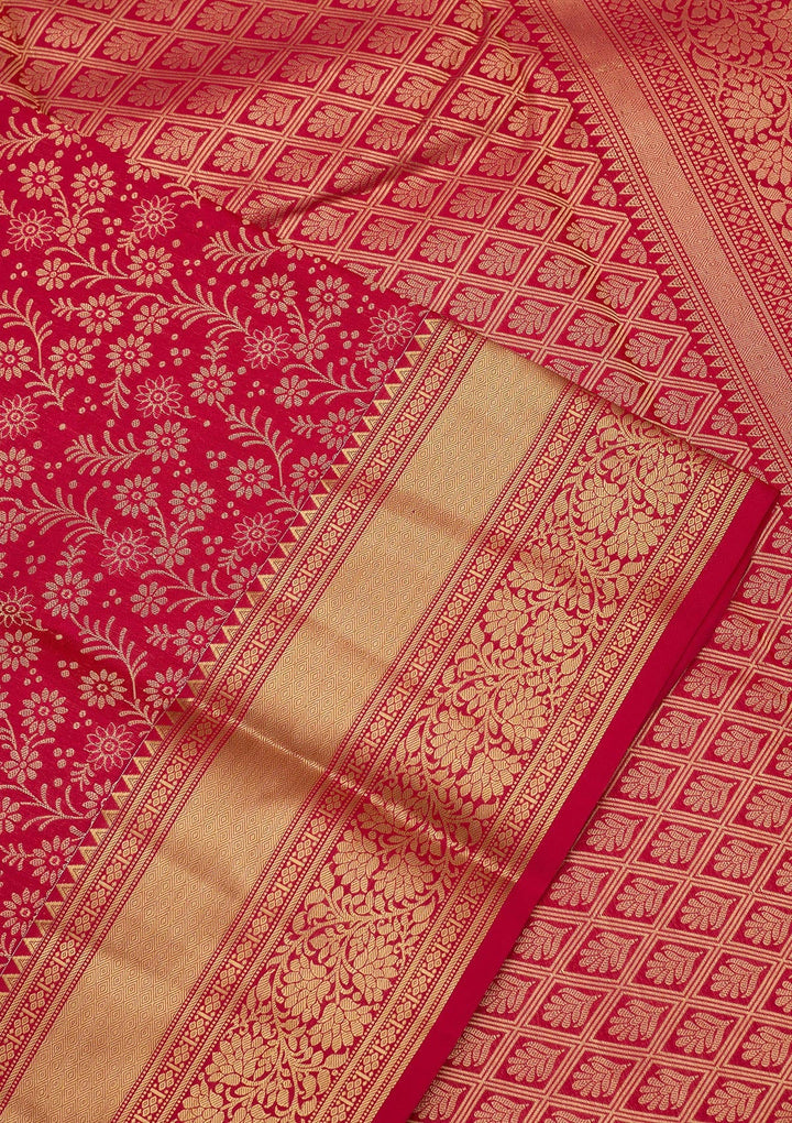 Rani Pink Zariwork Pure Silk Saree
