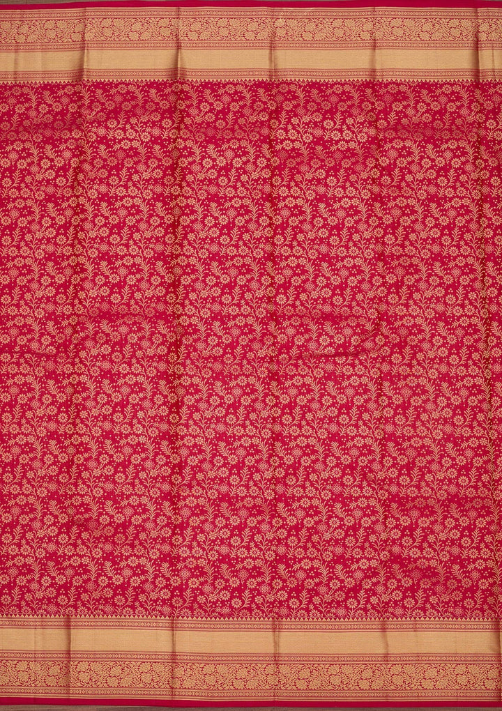 Rani Pink Zariwork Pure Silk Saree