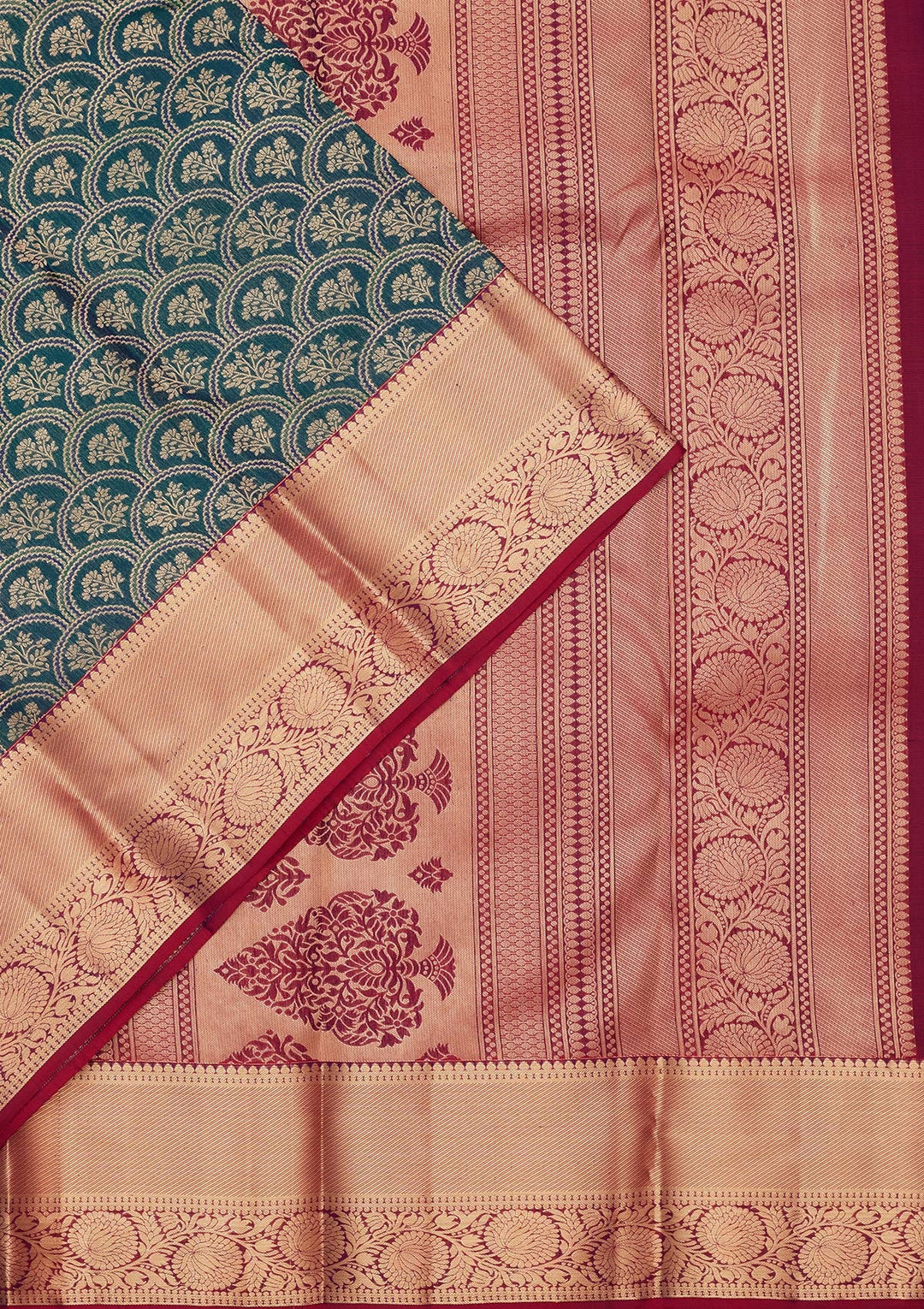 Peacock Green Zariwork Pure Silk Saree-koskii