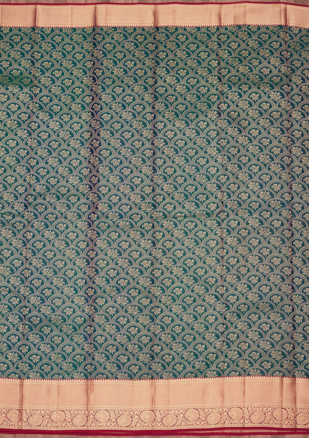 Peacock Green Zariwork Pure Silk Saree-koskii