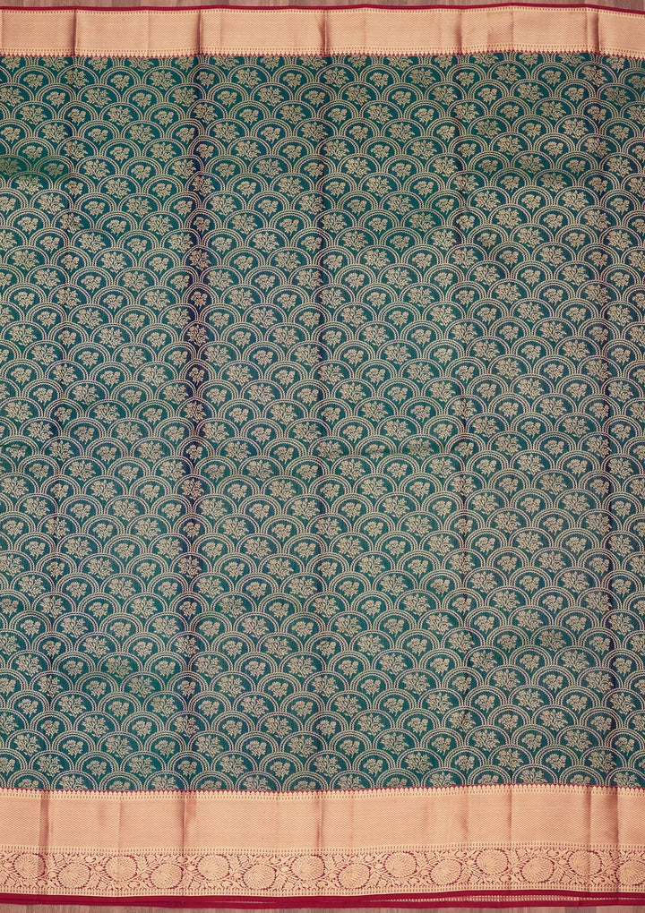 Peacock Green Zariwork Pure Silk Saree-koskii