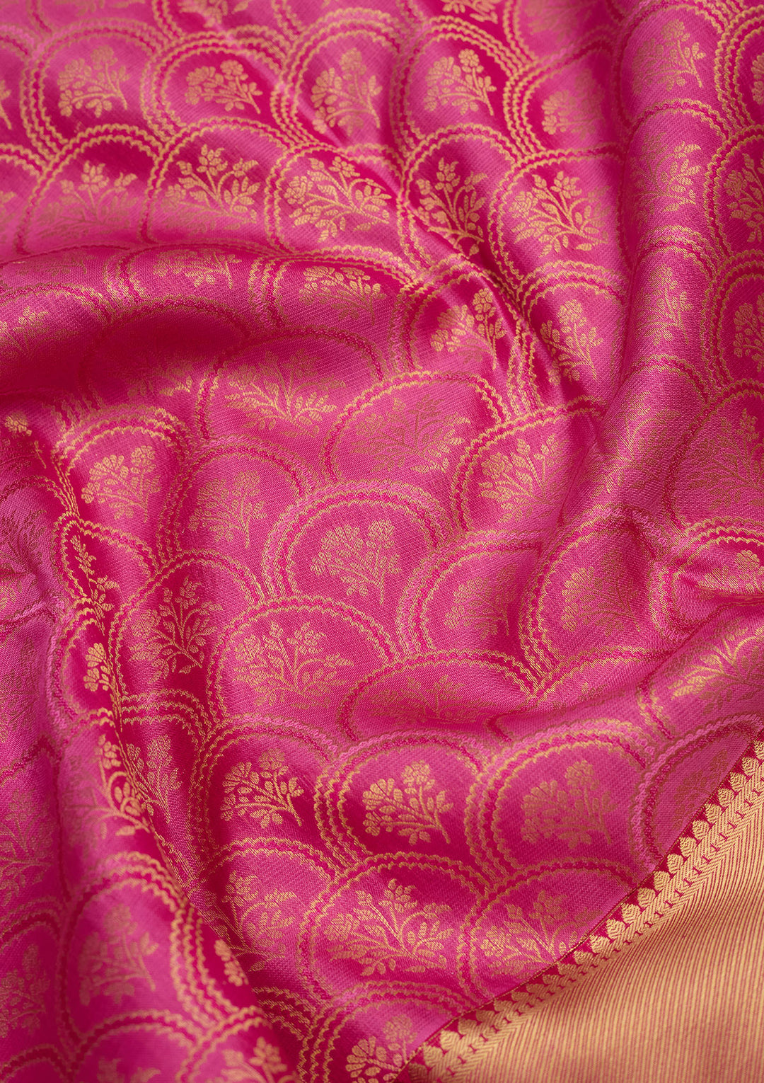 Pink Zariwork (Gold) Silk Silk Saree
